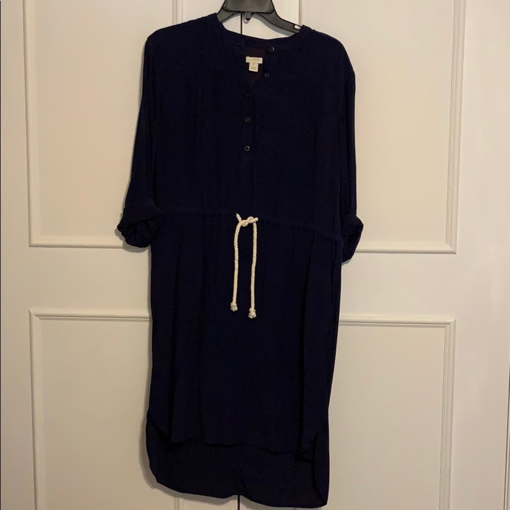 Navy J. Crew sz small button up long sleeve dress